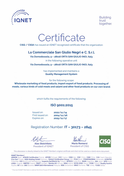 Certificazione Iqnet 9001